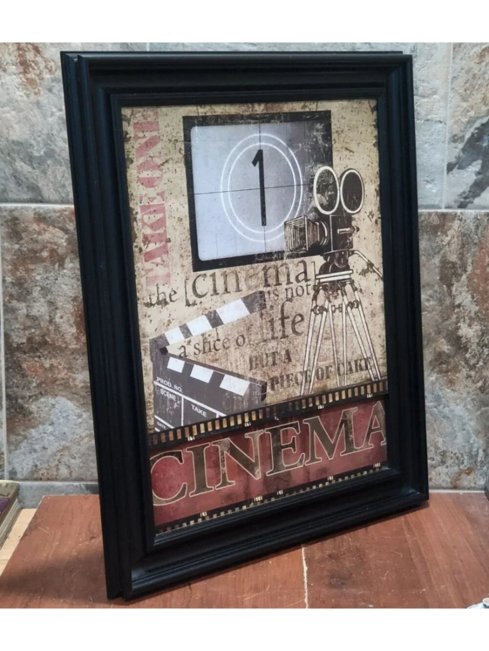 Framed Cinema Wall Art Movie Theater Quote Sign Art Slice of Life Piece of Cake